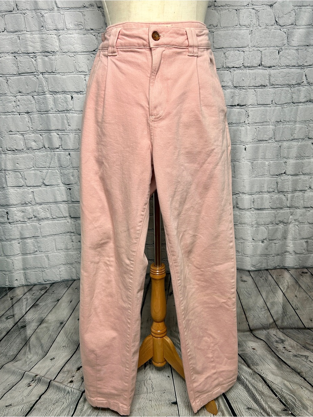 Sezane Wide-Leg High-Rise Jeans in Blush Pink
